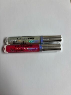 L.A. COLORS Holographic Iridescent Lip Gloss Duo - Clear & Hot Pink